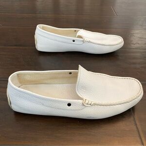 Tod’s white leather driving moccasin loafers men’s size 8 USA size fits 9